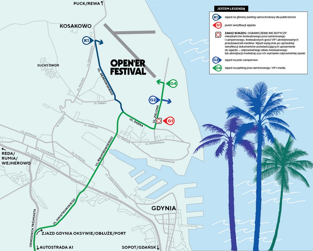 Mapa dojazdowa na Open'er Festival // materiały prasowe