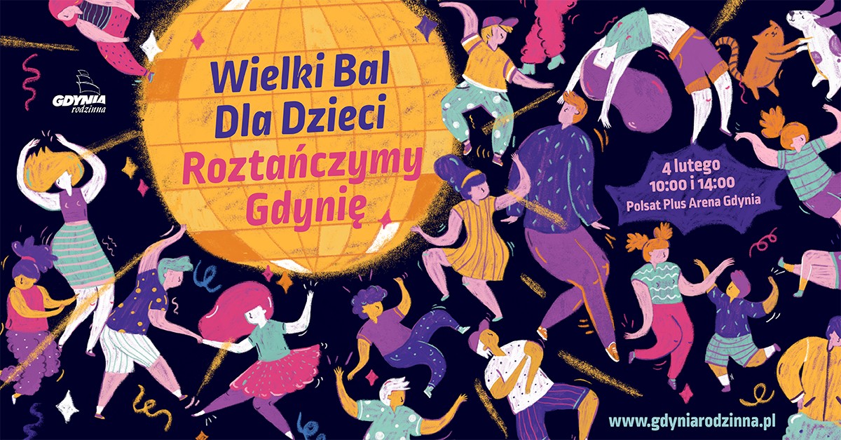 Grafika promująca urodzinowy bal dla dzieci "Roztańczymy Gdynię" // materiały prasowe