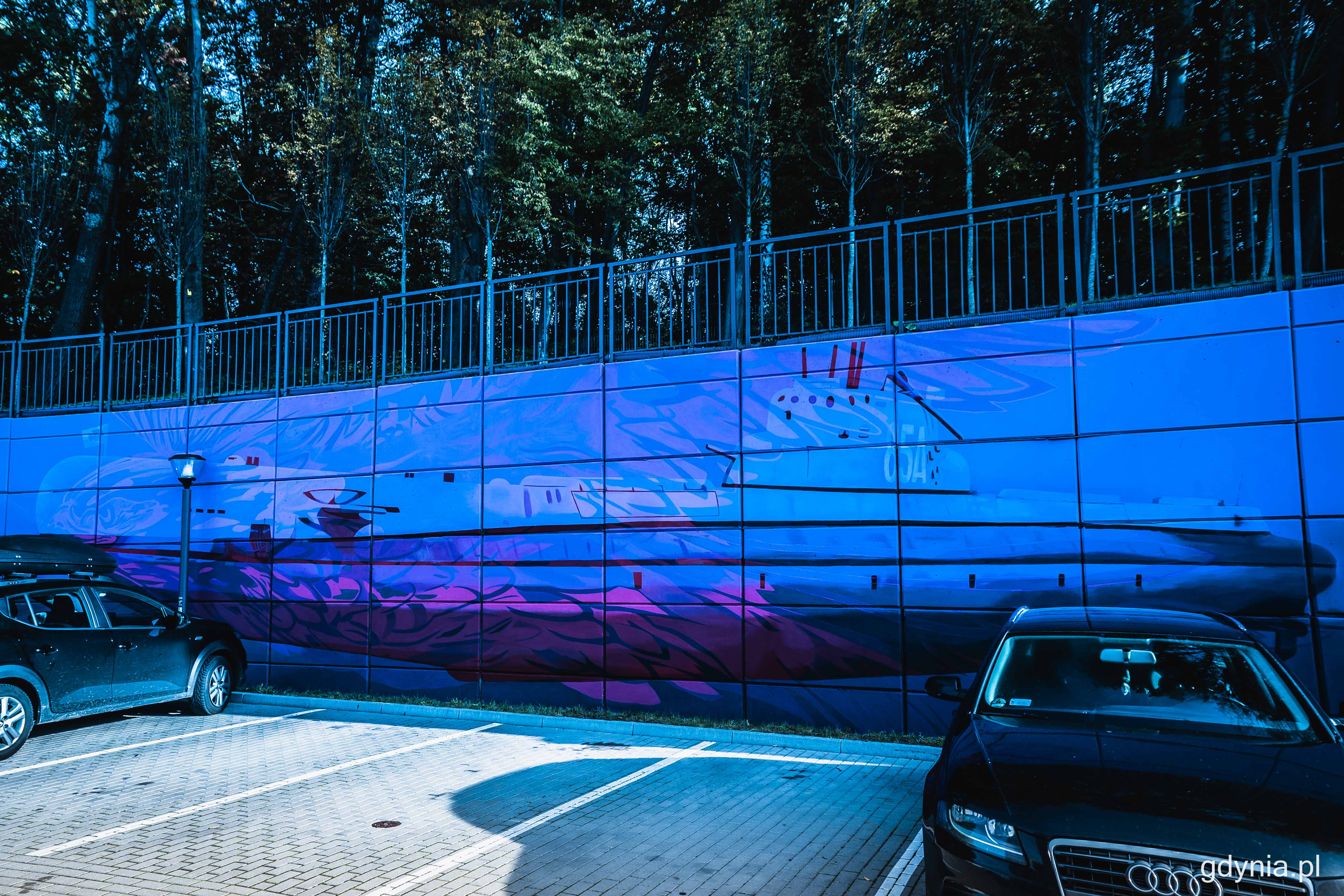 Mural z ORP &bdquo;Orzeł&rdquo; - wersja niebieska, fot. Kamil Złoch