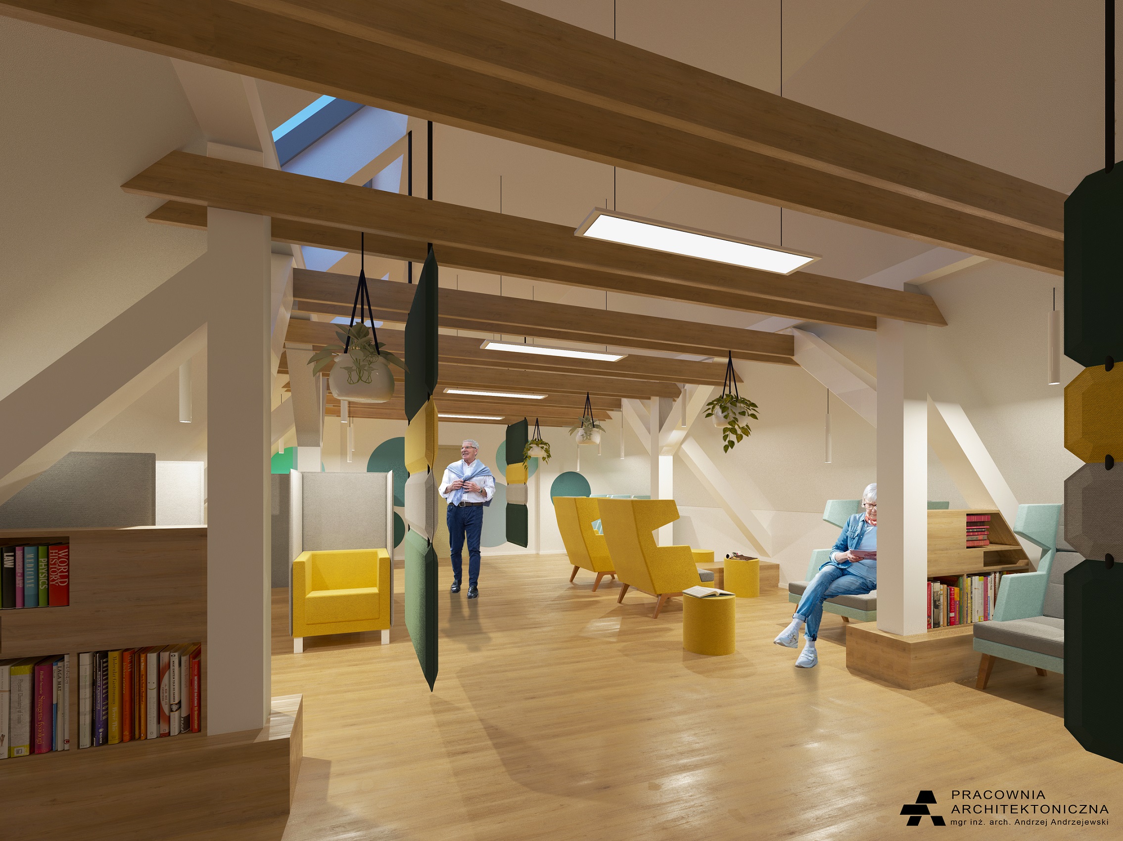 Wizualizacja poddasza budynku po przebudowie