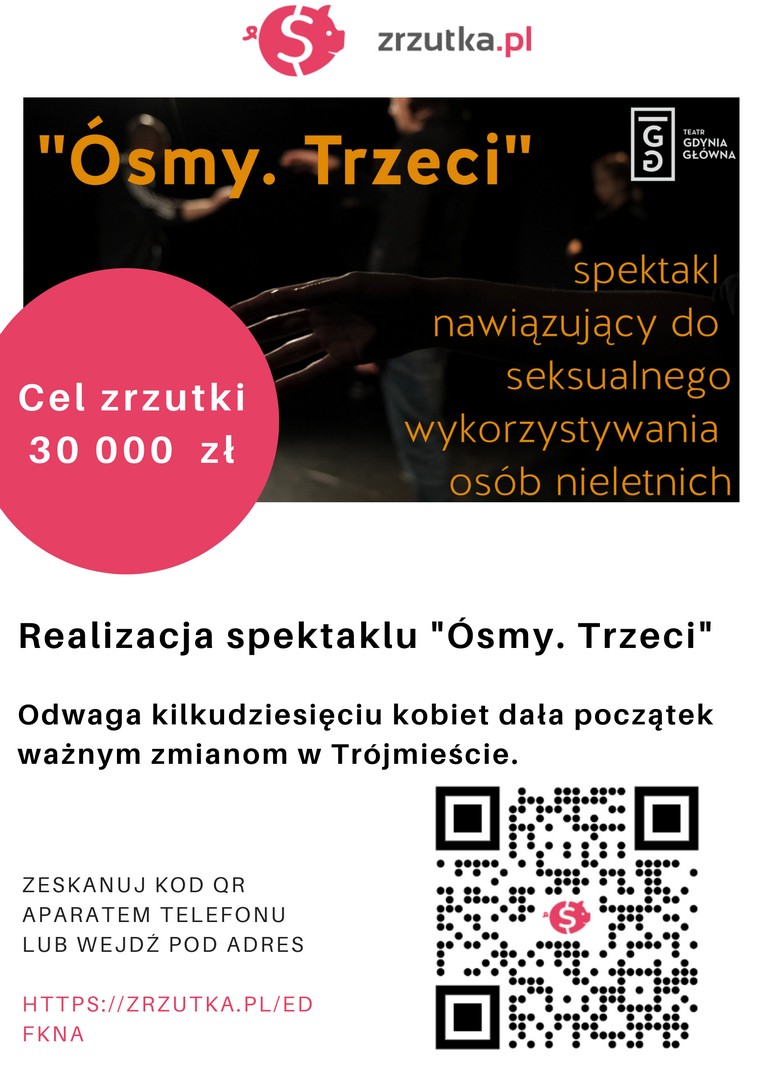 Plakat sztuki pt. „Ósmy. Trzeci” w reżyserii Jakuba Zubrzyckiego
