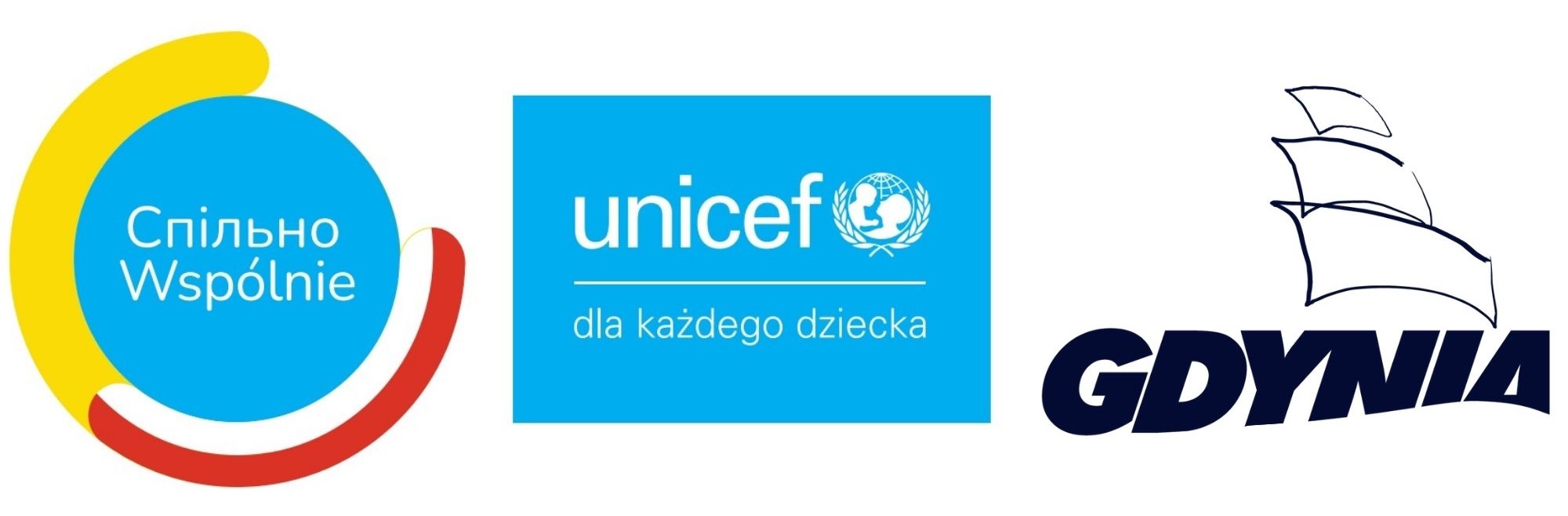 Loga UNICEF oraz miasta Gdynia