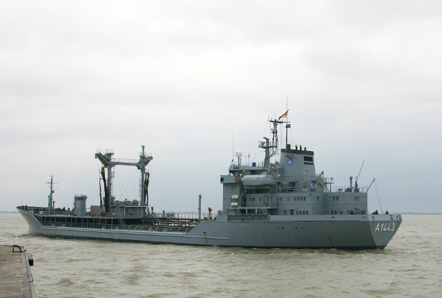 Niemiecki okręt zaopatrzeniowy FGS Rh&ouml;n, fot. Bundeswehr / Sophie Fiebeler / Presse und Informationszentrum Marine