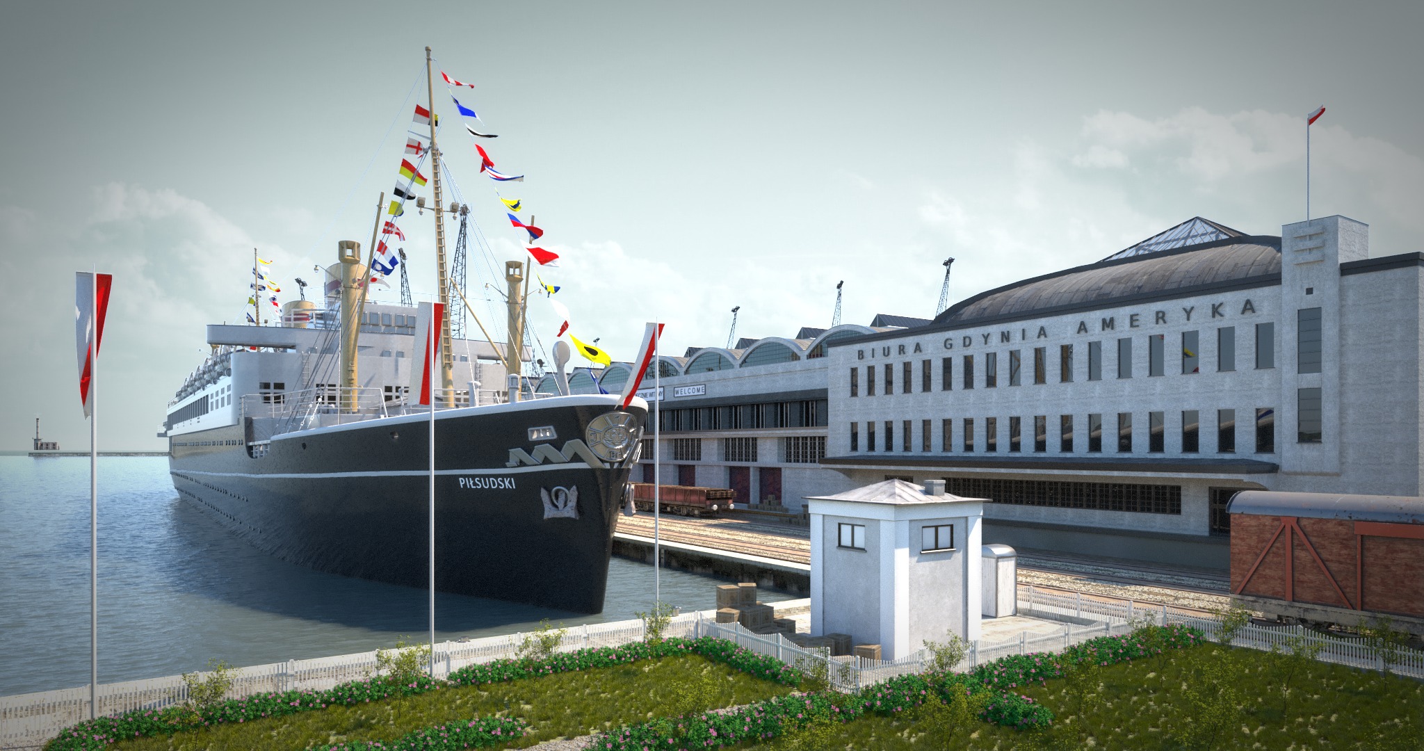 Jednym z element&oacute;w filmu VR 360 jest możliwość przyjrzenia się transatlantykowi z nabrzeża Francuskiego w Gdyni w 1936 roku, fot. mat. prasowe MMW