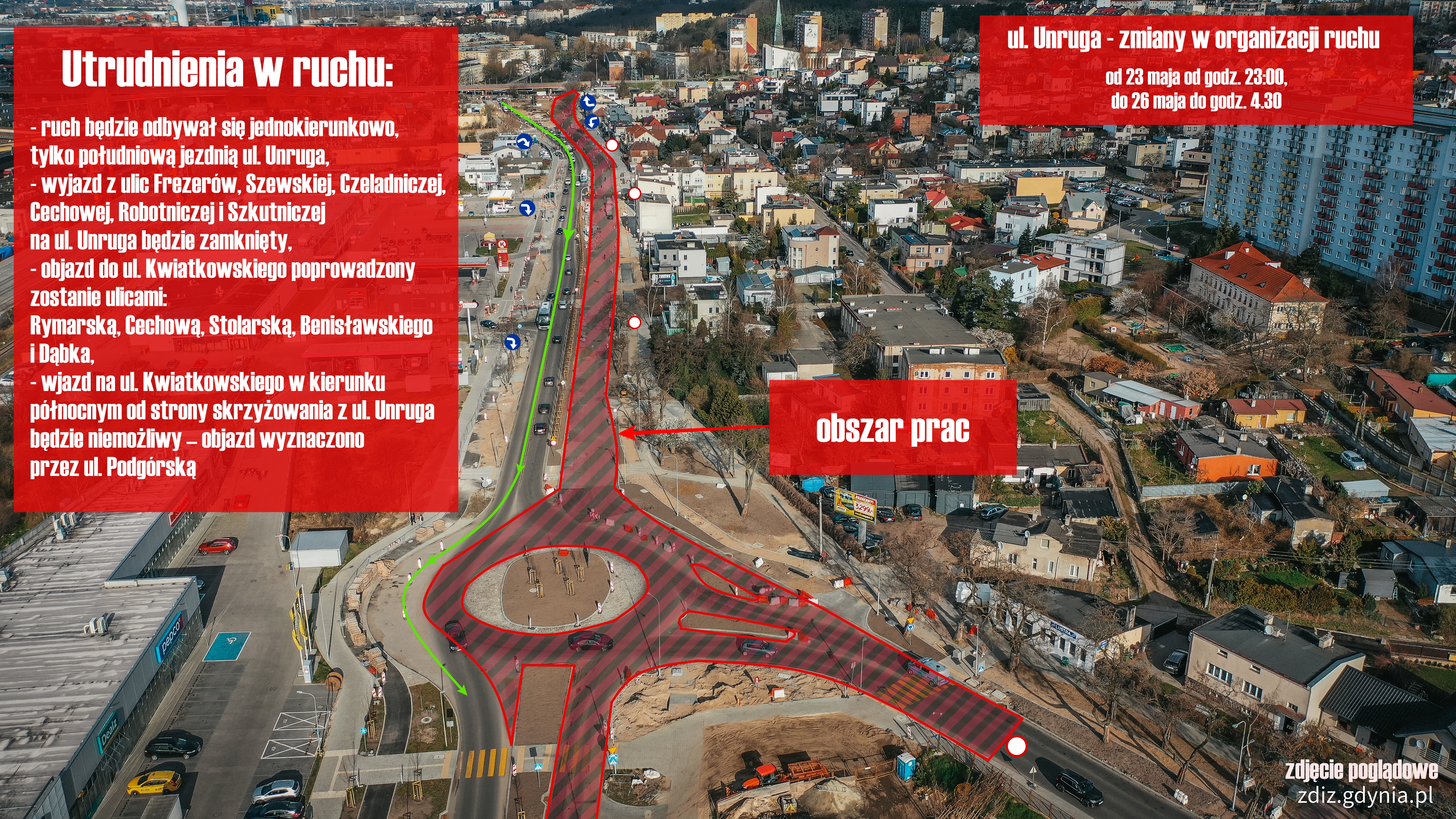 zmiany org. ruchu na Unruga // M. Mielewski, ZDIZ Gdynia