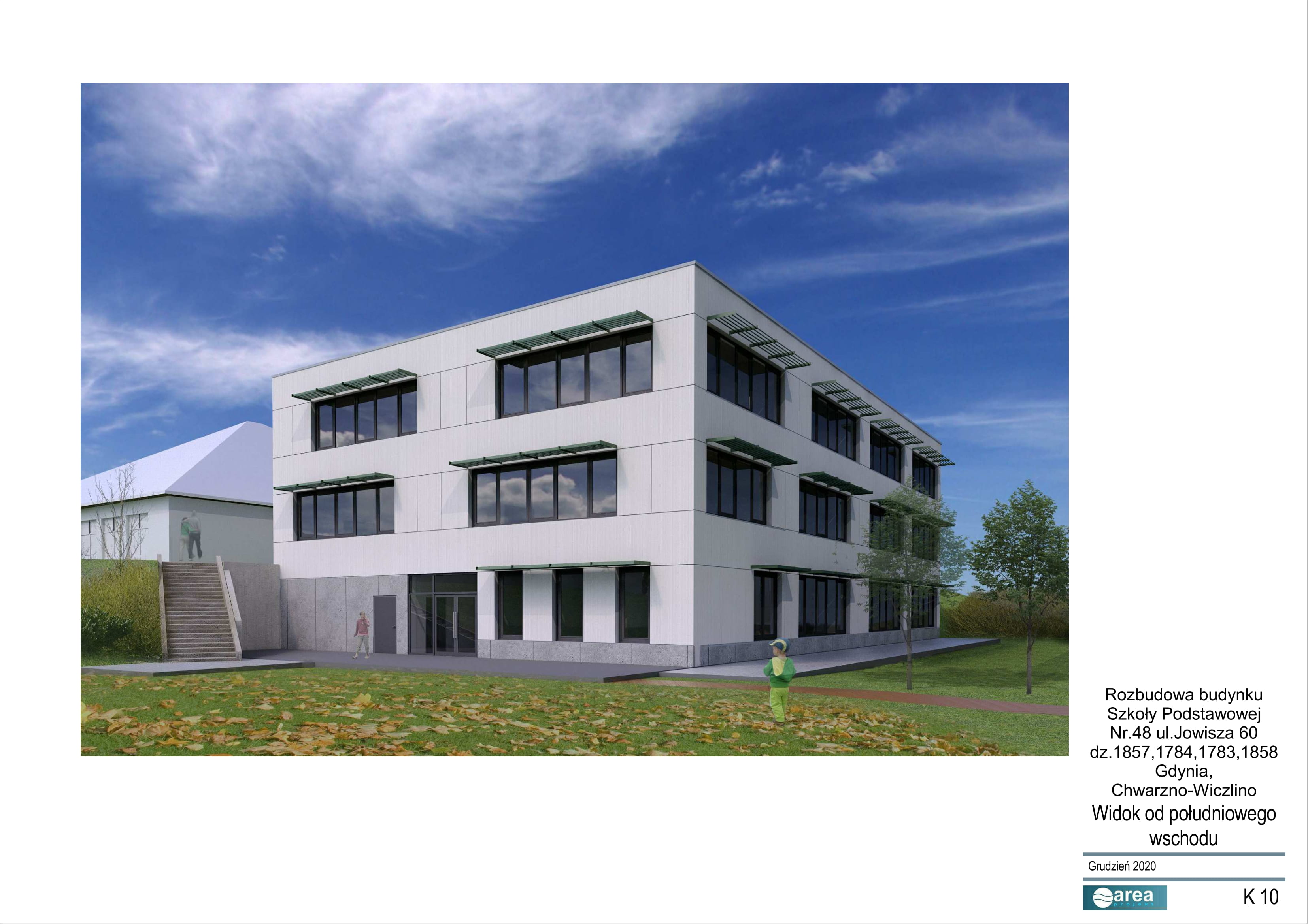 Projekt budynku, kt&oacute;ry powstanie w ramach rozbudowy SP nr 48 // materiały UM Gdyni 