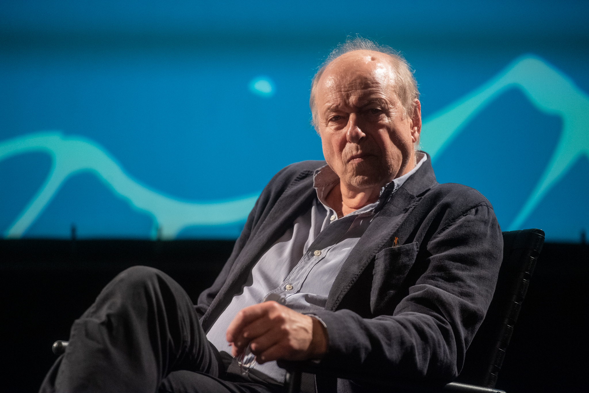 Wojciech Marczewski, tegoroczny laureat Platynowych Lw&oacute;w, podczas spotkania w Teatrze Muzycznym (fot. Konrad Kosycarz)