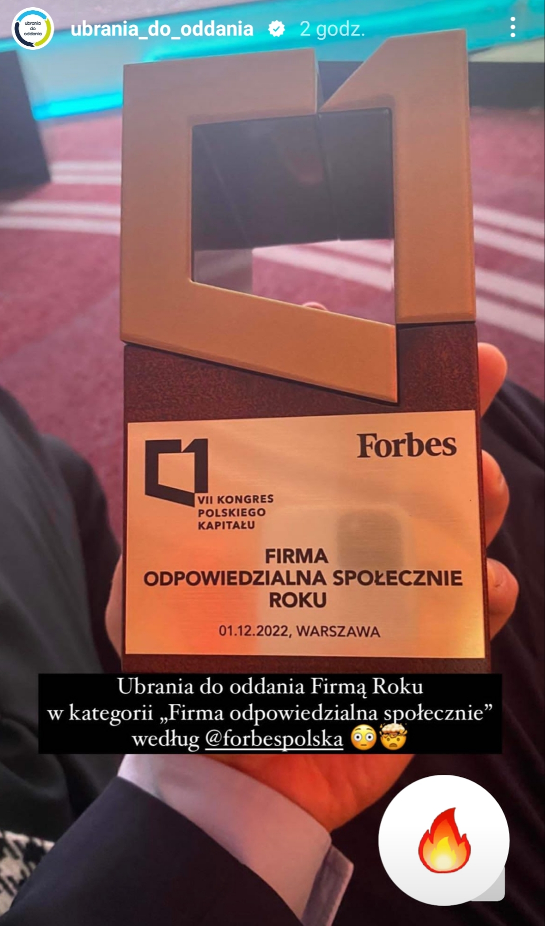 Statuetka dla firmy odpowiedzialnej społecznie, czyli marki Ubrania do Oddania