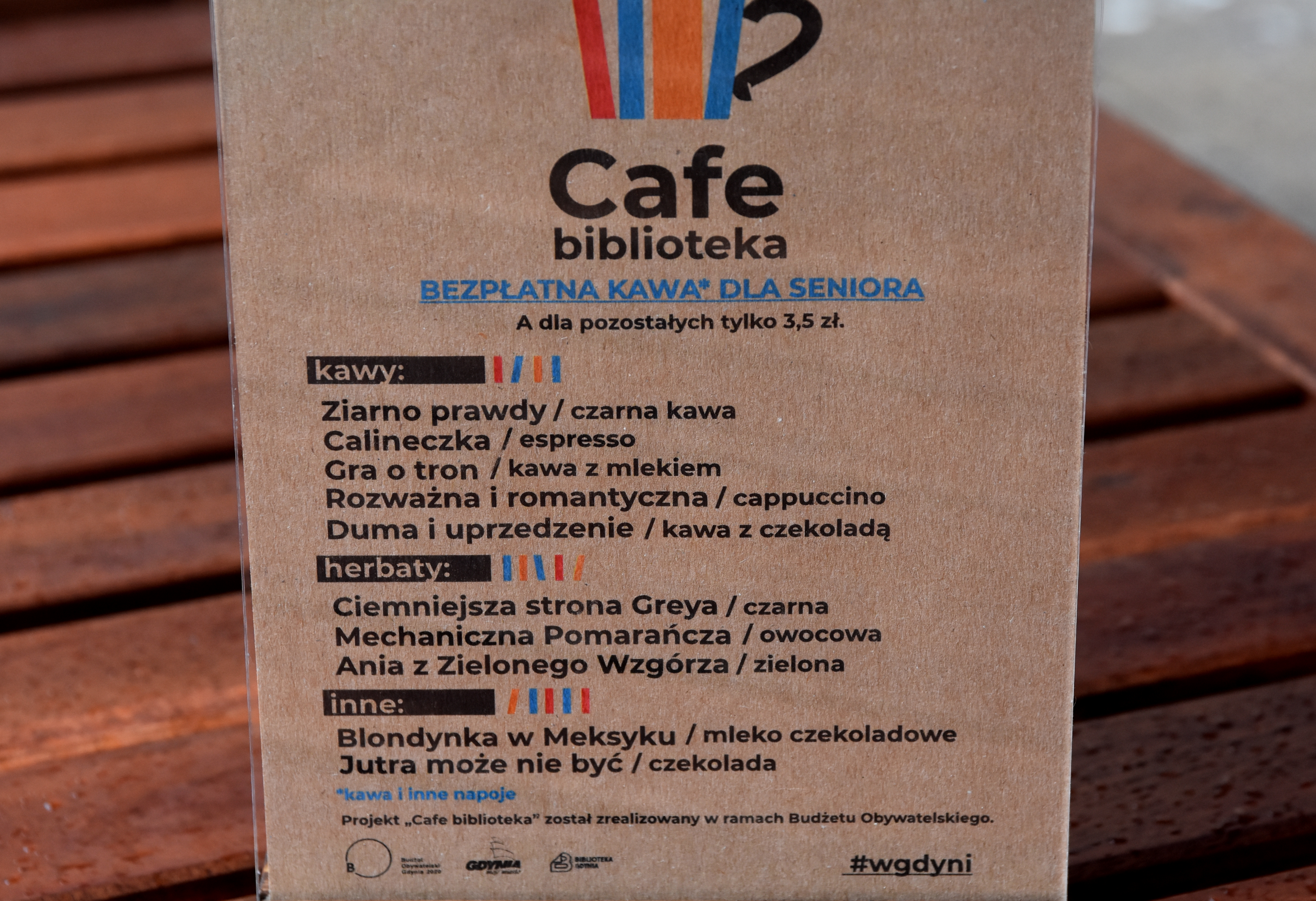 Menu Cafe Biblioteka, fot. Magda Śliżewska