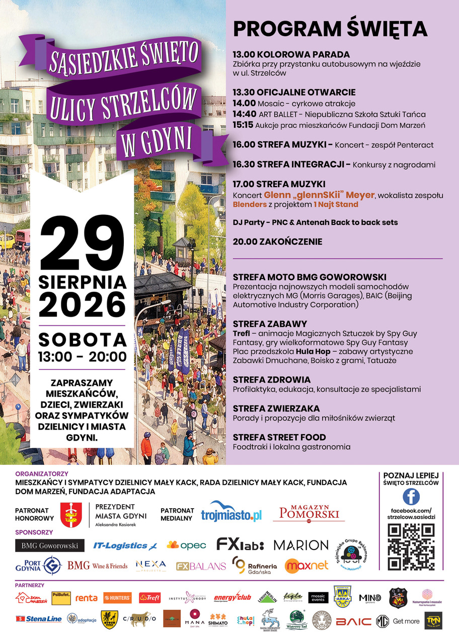 Plakat promujący Święto ulicy Strzelc&oacute;w w Małym Kacku (mat. organizatora)