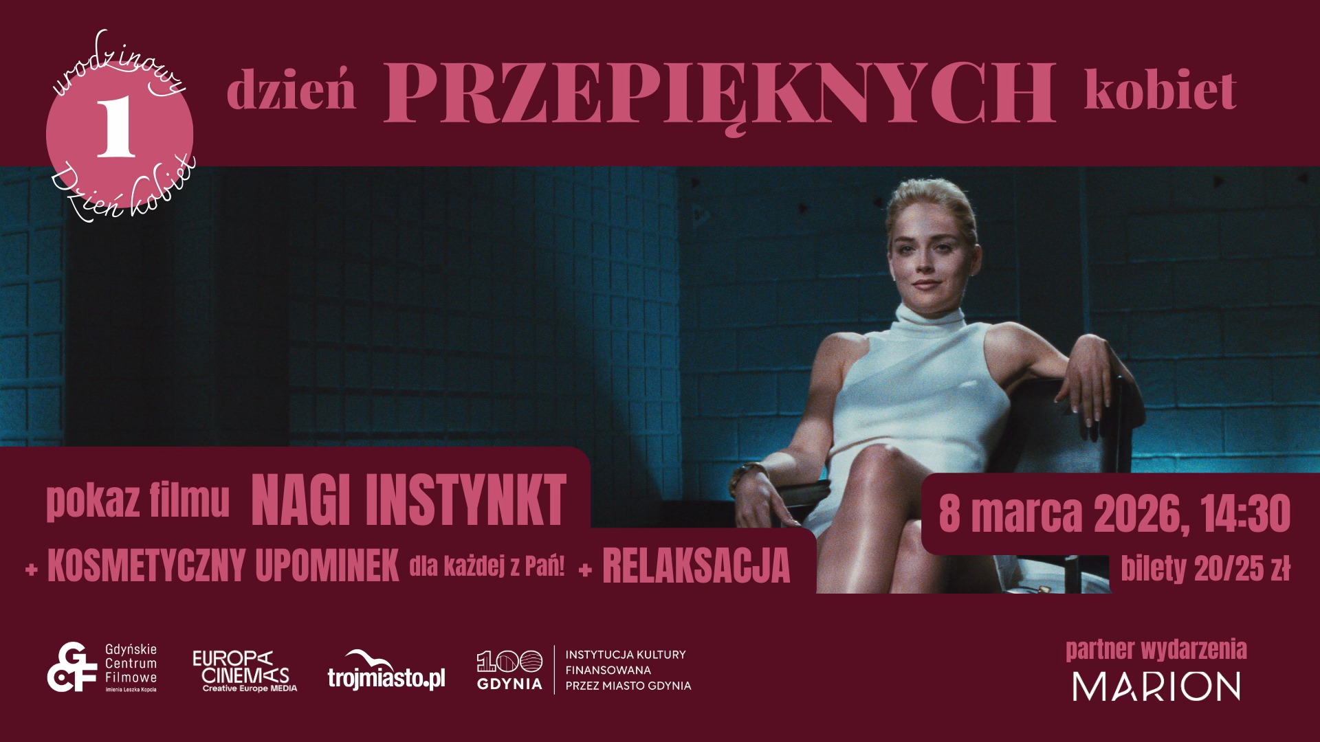 Grafika zapowiadająca Dzień Przepięknych Kobiet w Gdyńskim Centrum Filmowym (mat. prasowe)