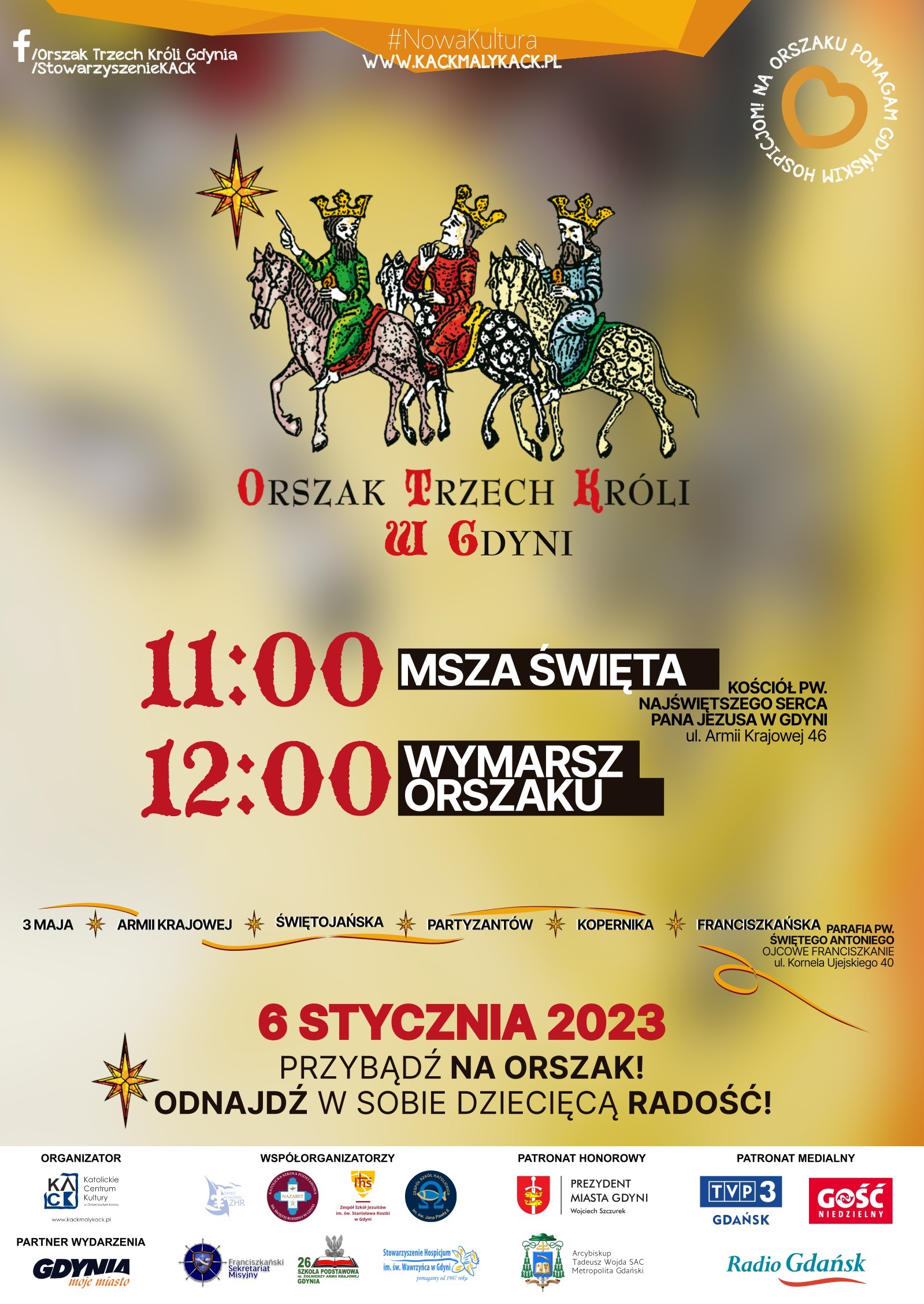 Plakat promujący Orszak Trzech Kr&oacute;li w Gdyni // materiały prasowe stowarzyszenia KACK