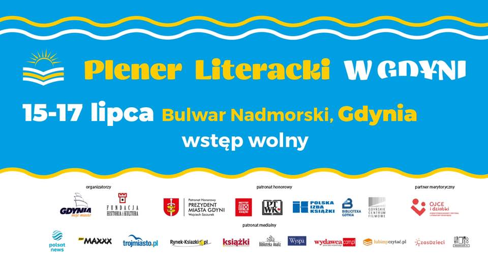 Grafika promująca Plener Literacki w Gdyni, kt&oacute;ry odbędzie się w dniach 15-17 lipca na bulwarze Nadmorskim // materiały prasowe