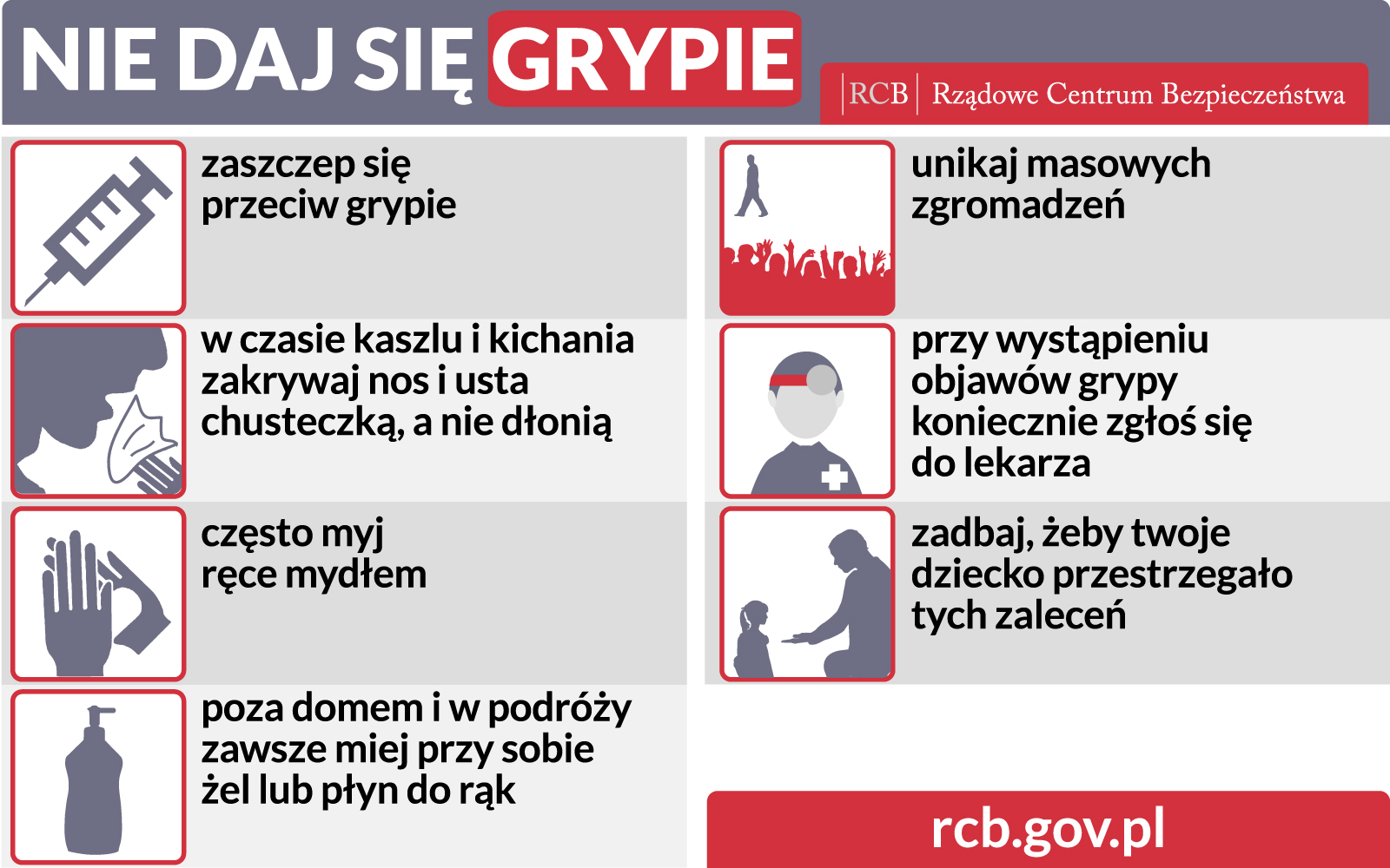 Rządowe Centrum Bezpieczeństwa ostrzega przed grypą, fot. www.rcb.gov.pl