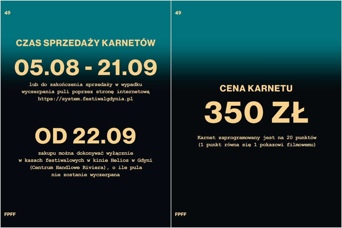 Sprzedaż karnet&oacute;w odbywa się od 5 sierpnia do 21 września, koszt 350 zł