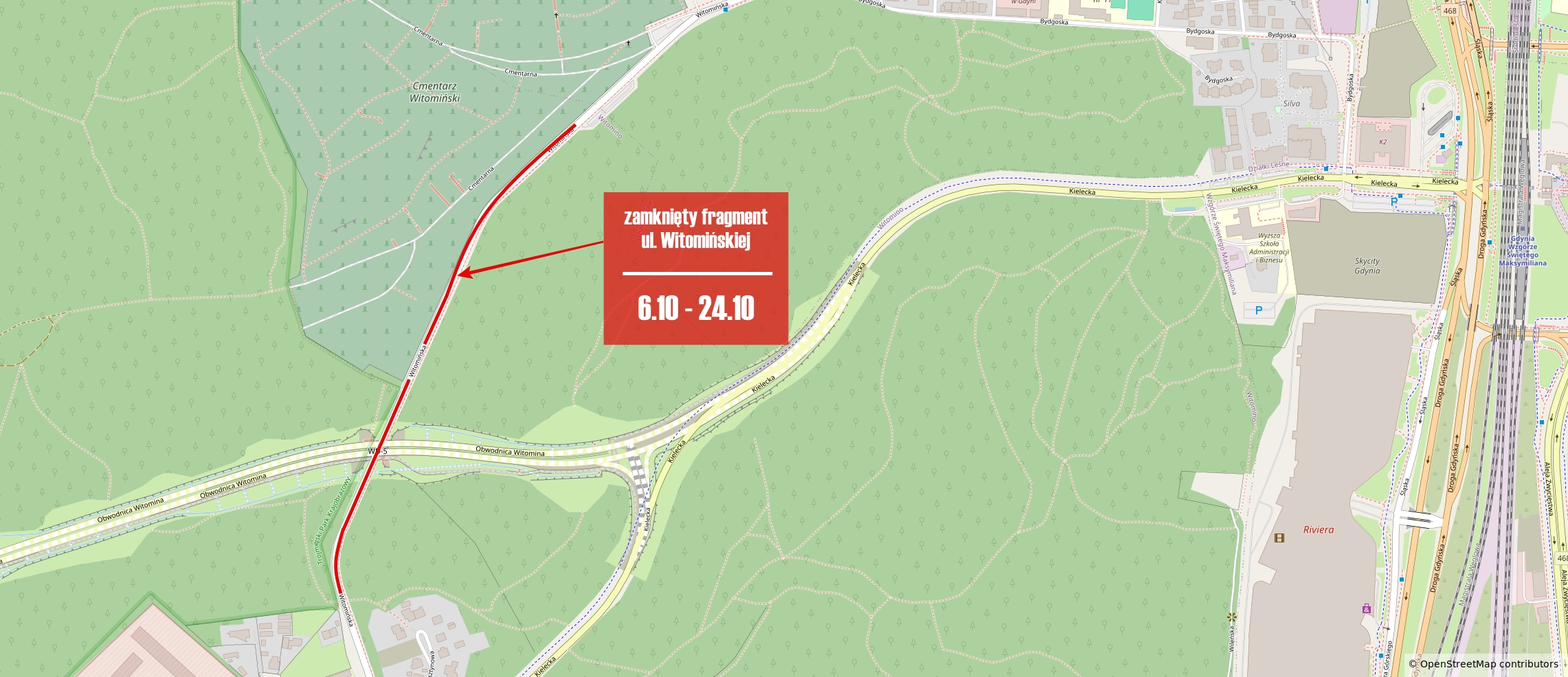 zmiany organizacji ruchu na ul. Witomońskiej, źr&oacute;dło: ZDIZ Gdynia