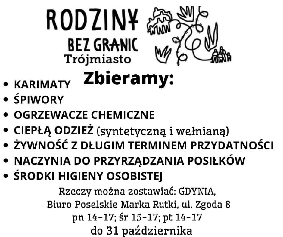 Lista rzeczy potrzebnych na zbi&oacute;rkę "Rodzin bez granic"