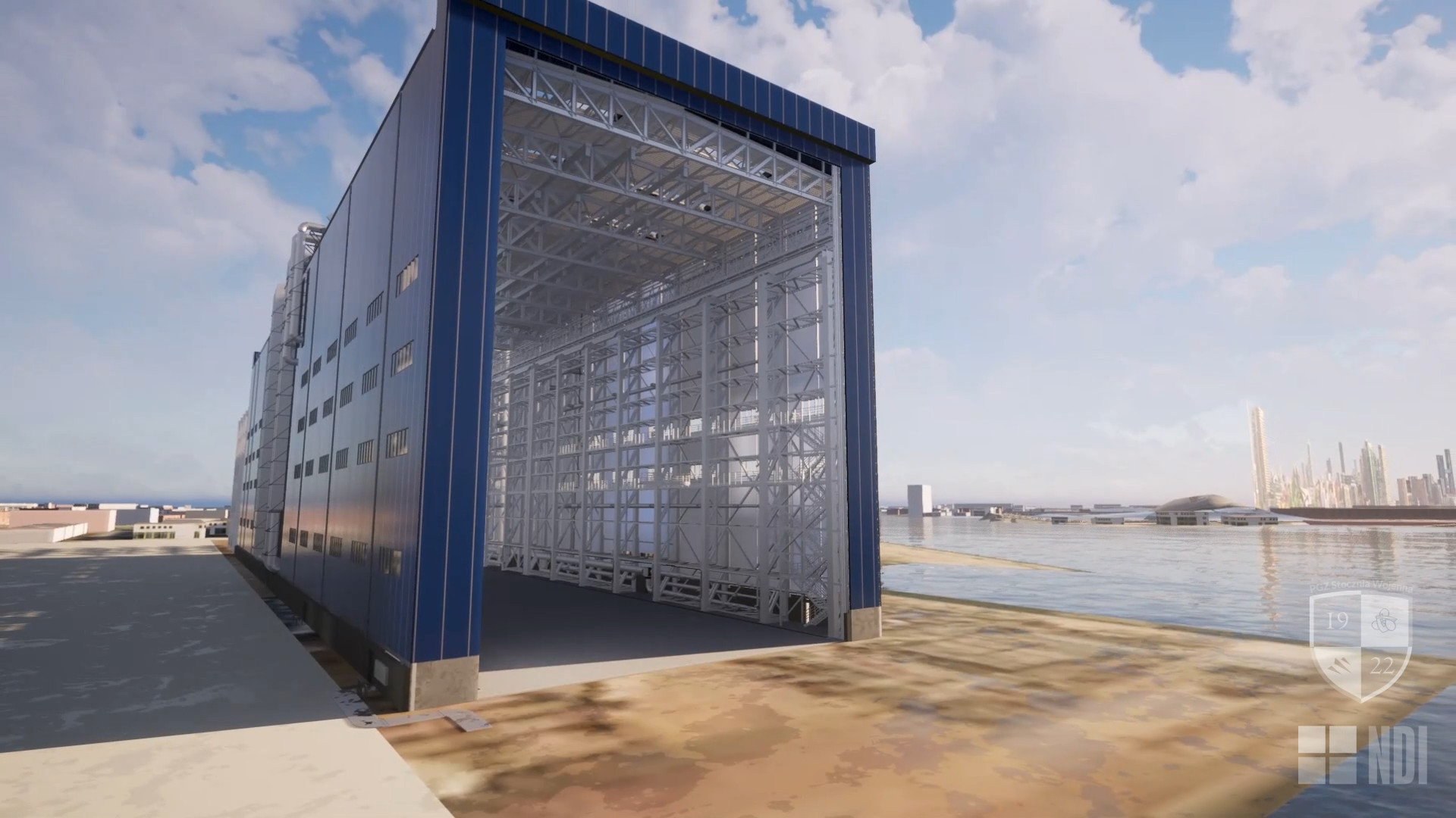 Tak ma wyglądać wysoka na ponad 43 metry nowa hala kadłubowa, wiz. PGZ Stocznia Wojenna / mat. prasowe