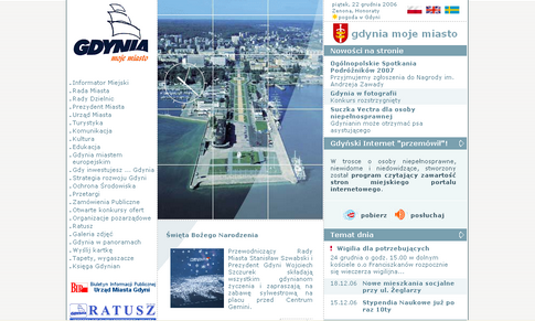 zrzut ekranowy strony gdyńskiej w latach 2003 - 2006
