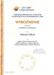 Najlepsza Promocja Turystyki Województwa Pomorskiego 2006”- dyplom z powiększeniem