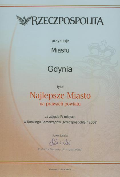 Gdynia najlepszym miastem na prawach powiatu