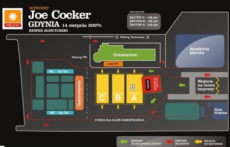 Joe Cocker - rozmieszczenie sektorów