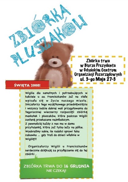 zbiórka pluszaków - plakat