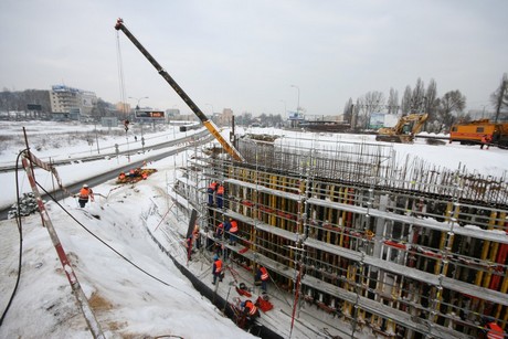 Przebudowa Węzła Świętego Maksymiliana -styczeń 2010, fot.: Bartosz Pietrzak