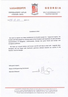 Kondolencje z Gruzji