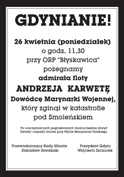 Uroczystości pogrzebowe adm. Andrzeja Karwety