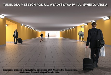 Węzeł Św. Maksymiliana - wizualizacja, tunel dla pieszych