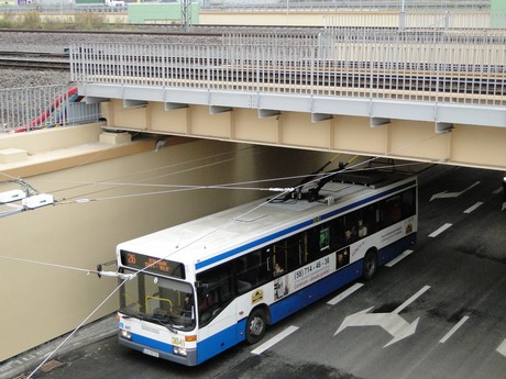 Nowa organizacja ruchu na Węźle Św. Maksymiliana, pierwszy trolejbus na nowej trasie, fot. Sylwia Szumielewicz -Tobiasz
