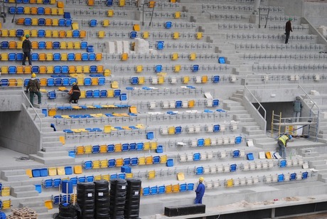 Stadion piłkarski w trakcie prac budowlanych / fot. Michał Puszczewicz