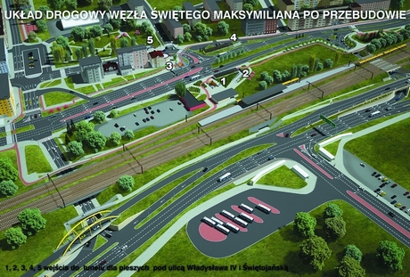 Układ drogowy Węzła Św. Maksymiliana po przebudowie
