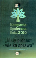 Gdynia wyróżniona w konkursie „Kampania Społeczna Roku 2010”