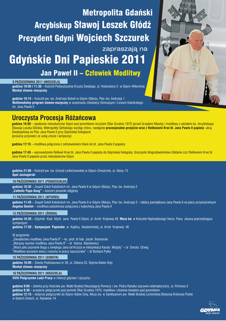 XI Dni Papieskie „Jan Paweł II - CZŁOWIEK MODLITWY.