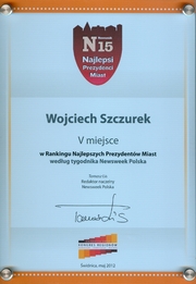 Prezydent Gdyni Wojciech Szczurek zajął 5 miejsce w rankingu prezydentów miast