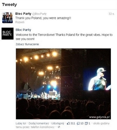Bloc Party o Heineken Open'er Festival 2012