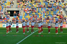 Występ gdyńskich cheerleaderek przed meczem reprezentacji Polski i Portugali U-21 na Stadionie Miejskim w Gdyni, fot.: Michał Puszczewicz
