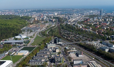 Łużycka Office Park z lotu ptaka