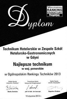 Dyplom - Najlepsze technikum w woj. pomorskim