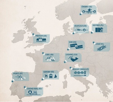 Mapa miast realizujących europejski projekt ENTER.HUB