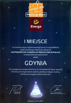 I miejsce w województwie pomorskim w plebiscycie Świeć Się z ENERGĄ