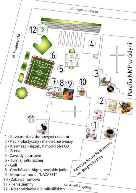 Mapka Festynu rodzinnego przy Parafii Najświętszej Maryi Panny w Gdyni