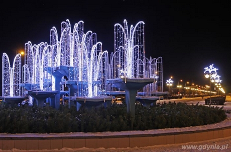 Świąteczna iluminacja fontanny - fot. Marcin Kostrzyński