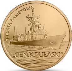 moneta z wizerunkiem ORP Gen. K. Pułaski