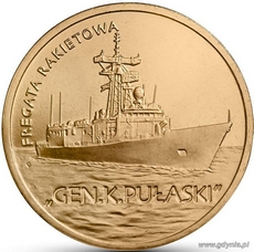 Moneta z wizerunkiem ORP Gen. K. Pułaski