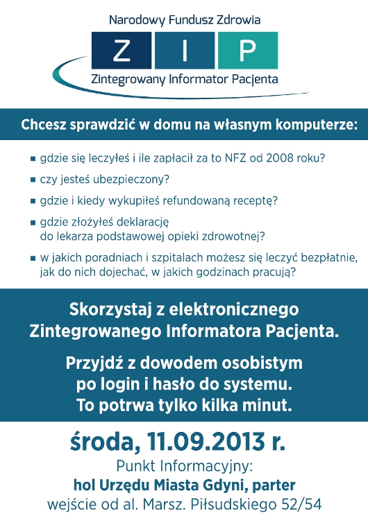 Zintegrowany Informator Pacjenta - Punkt Informacyjny w Urzędzie Miasta Gdyni