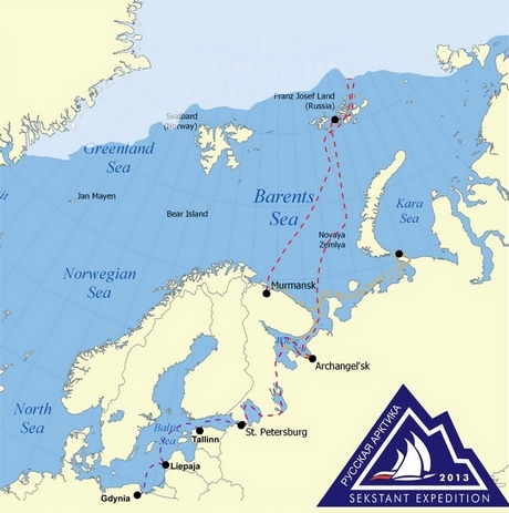 Trasa arktycznej wyprawy „Sekstant Expedition - Rosyjska Arktyka 2013