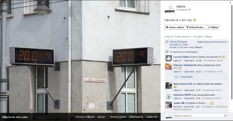 Zdjęcie z termometrem na Urzędzie Miasta Gdyni polubiło 2696 facebookowiczów